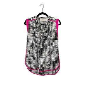 Creative Commune Lightweight V Neck V Cut Business Casual Patterned Blouse Small